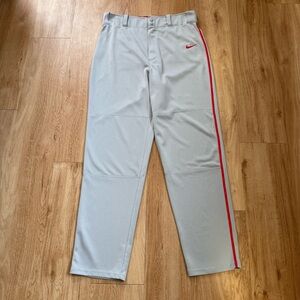 Nike Dri-Fit Baseball Pants Gray with Red Stripe Men's Size Large